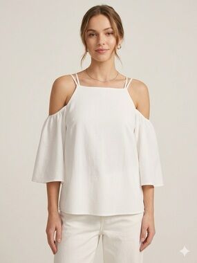 NaNa White Cold-Shoulder Spaghetti Strap Camisole
